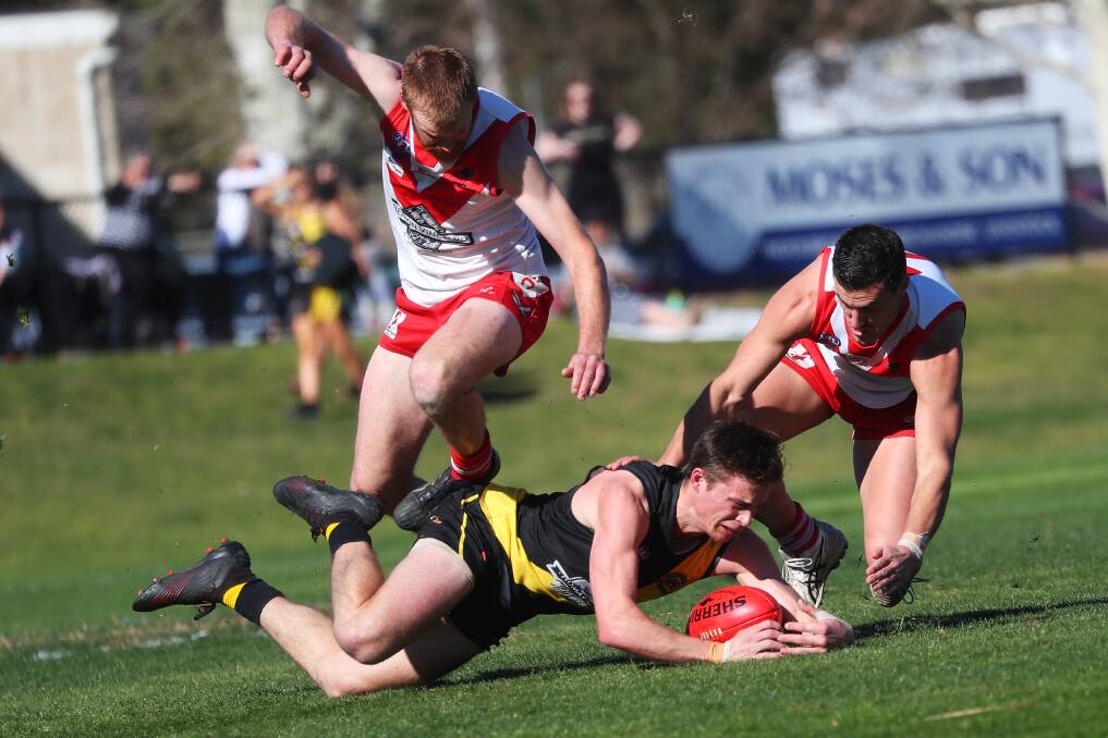 Sam Ryan in action for Wagga Tigers against Griffith in the qualifying final.