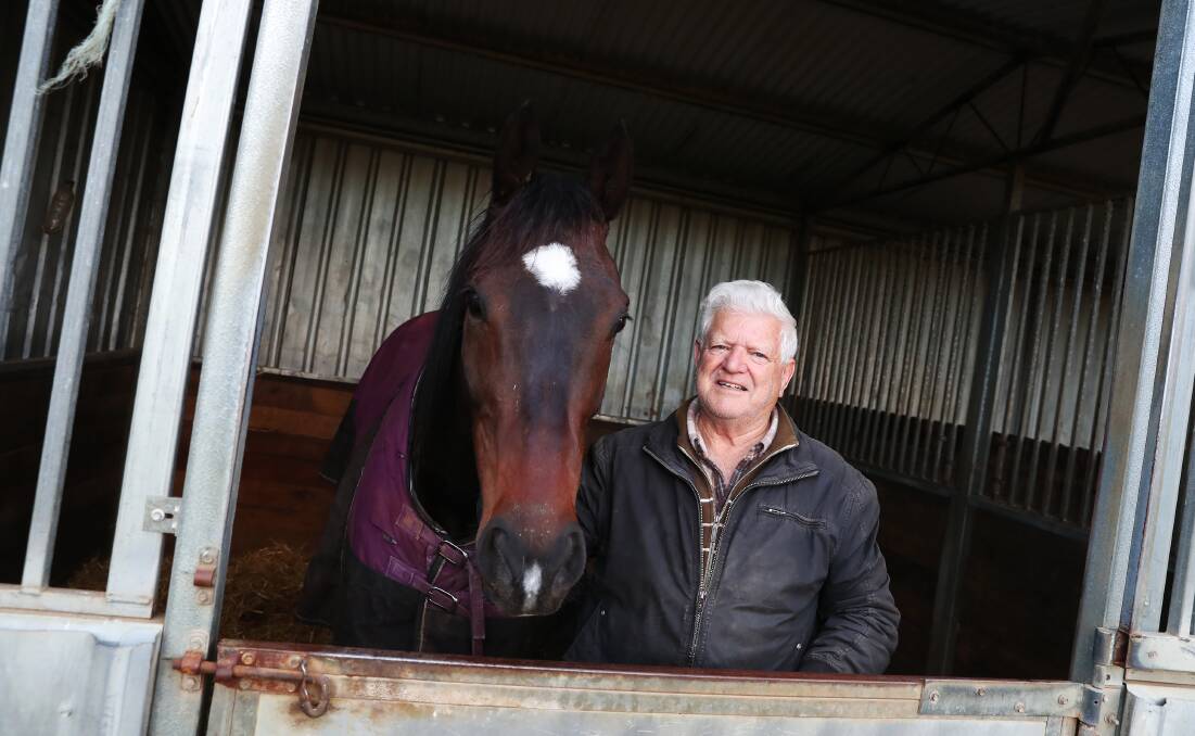 EXCITING TIMES: Wagga trainer Chris Hardy with Zakeriz at his North Wagga stables on Wednesday. Picture: Emma Hillier