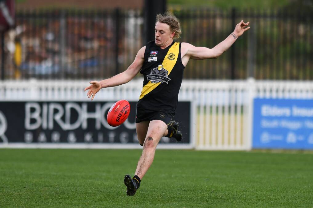 INJURED: Brendy Myers in action for Wagga Tigers this month. Myers does not expect to be sidelined for long with an ankle injury.