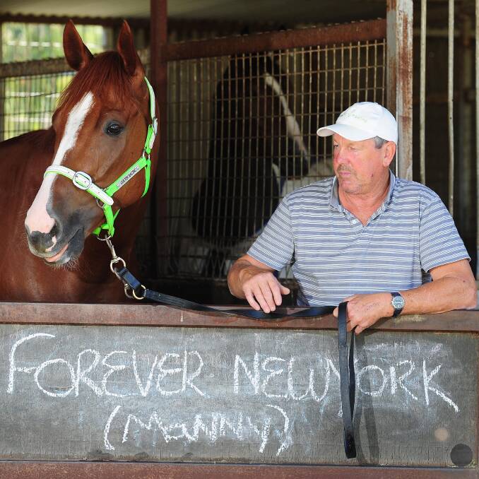 SYDNEY TRIP: Wagga trainer Gary Colvin with Forever Newyork, who will run at Canterbury on Friday night.