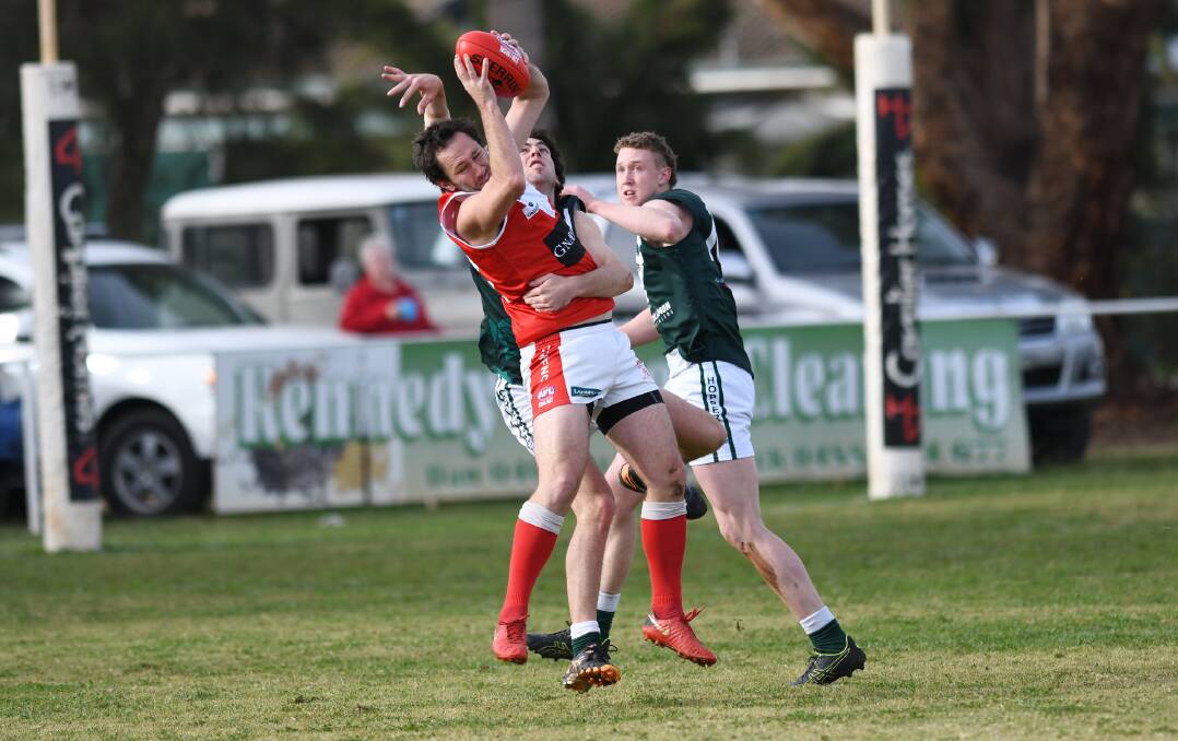 Marc Geppert in action for Collingullie-Glenfield Park last season before he announced his retirement in the pre-season.