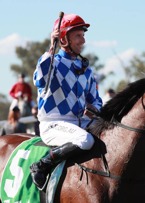 LEADING JOCKEY: Nash Rawiller took out the Tye Angland Medal for the leading jockey over the two days of the Wagga Gold Cup carnival. Picture: Les Smith
