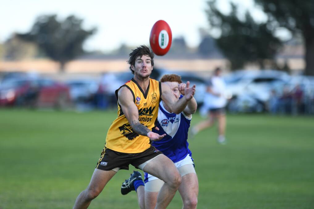 FOND MEMORIES: Tyson Neander in action for Hume League in the representative clash against Farrer League at Osborne last year.