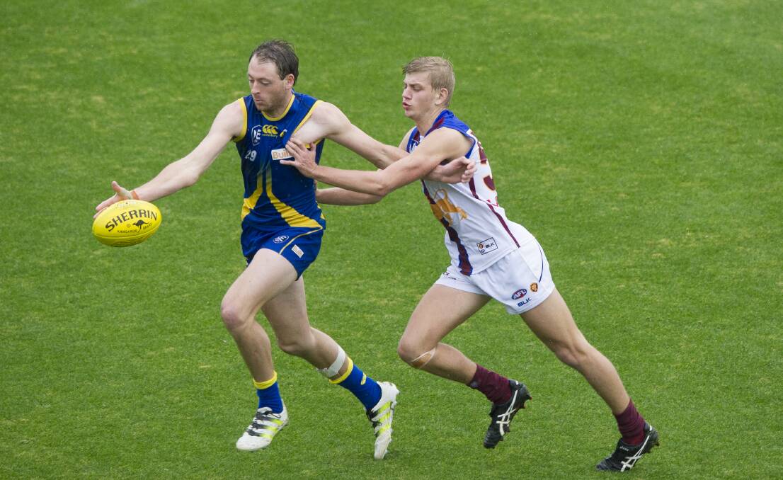 Ben Halse in action for Canberra Demons in a NEAFL game against Brisbane Lions during the 2017 season. Picture: Jay Cronan