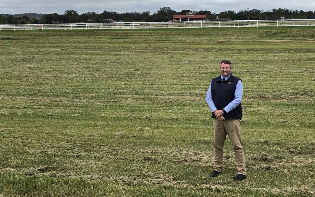 HAPPY DAYS: Murrumbidgee Turf Club chief executive Steve Keene at the site where the stable complex will be built. Picture: Peter Doherty