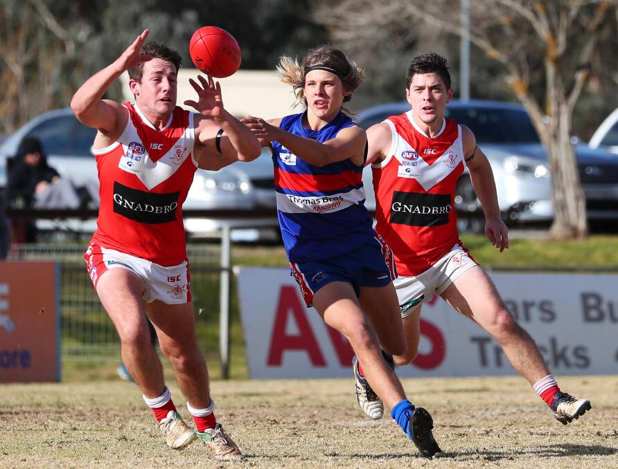 ON THE MOVE: Cooper Diessel in action for Turvey Park against Collingullie-Glenfield Park last year. He has made the early season switch to The Rock-Yerong Creek. Picture: Les Smith
