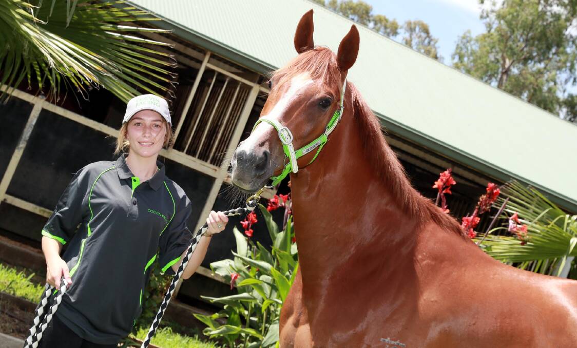 RISING STAR: Apprentice jockey Hannah Williams with Another One at Gary Colvin's stable on Thurday afternoon. Picture: Les Smith