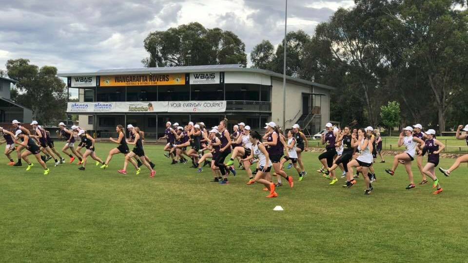 PREPARATION: Murray Bushrangers' under 18 girls squad do some training with the 16s boys in December as part of the club's trials. 