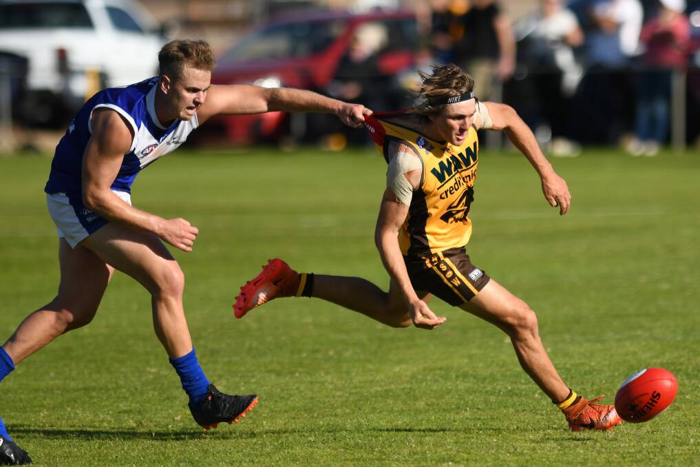 GUN SIGNING: Nico Sedgwick representing the Hume League in an inter-league game against the Farrer League in 2019. 