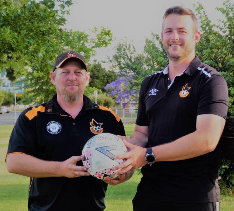 EXCITING TIMES: New Wagga United head coach Scott Rohrich and Pascoe Cup coach Aaron Mo'ane. Picture: Wagga United FC