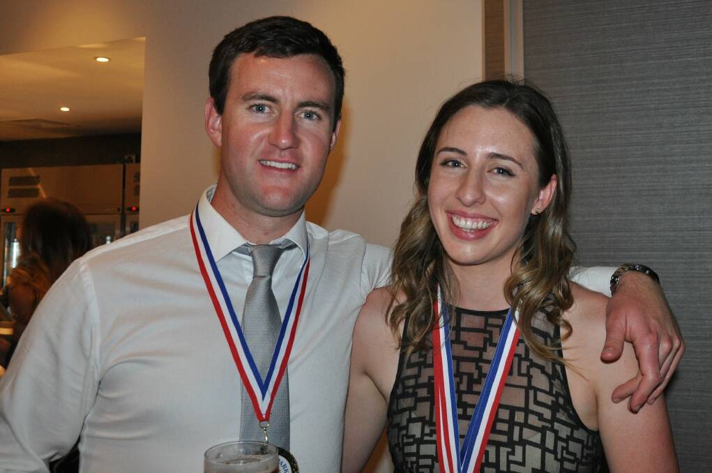 TOP AT TURVEY: Best and fairest winner Mat Bailey with partner Shervawn Channell at Turvey Park's presentation night.