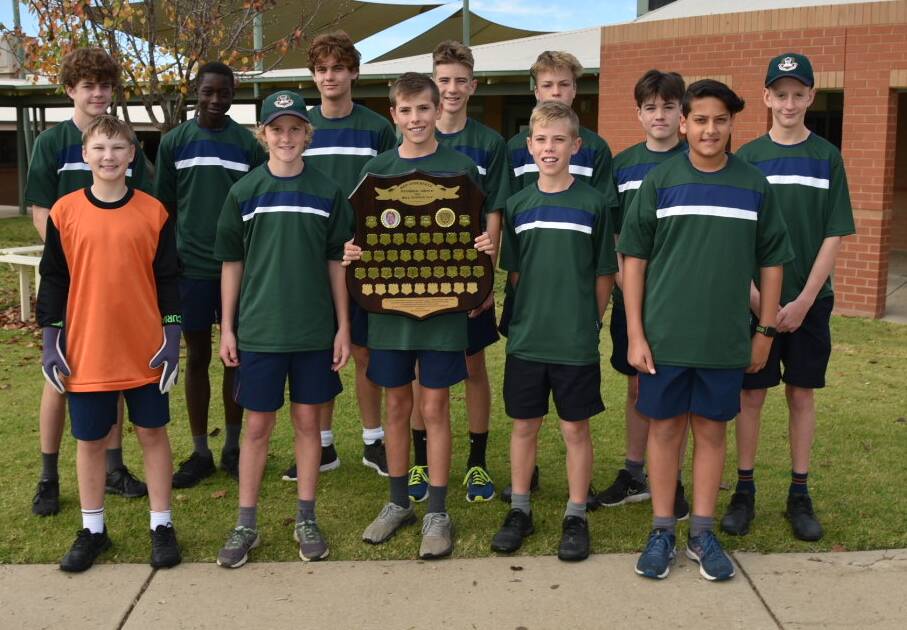 WINNERS: The Riverina Anglican College show off the Ron Anschuetz Shield they won at the Bill Turner Cup gala day last week.