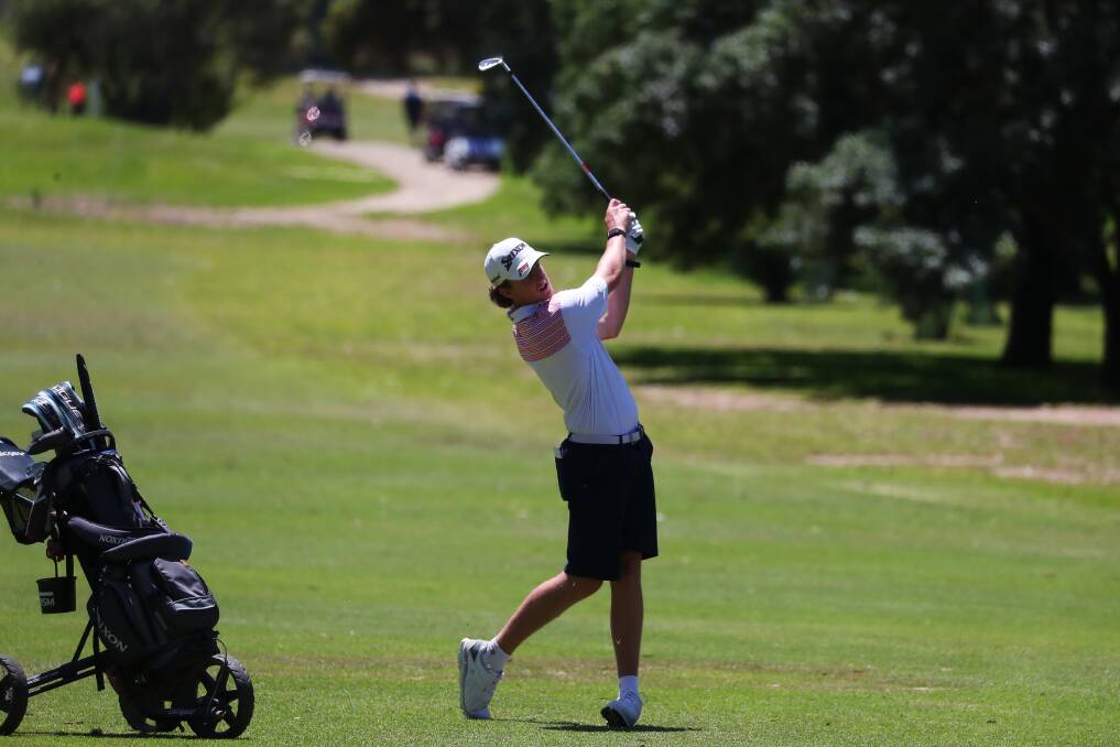 IN FRONT: Wagga teenager Bart Carroll in action during Sunday's second round of the club championships at Wagga Country Club. Picture: Emma Hillier