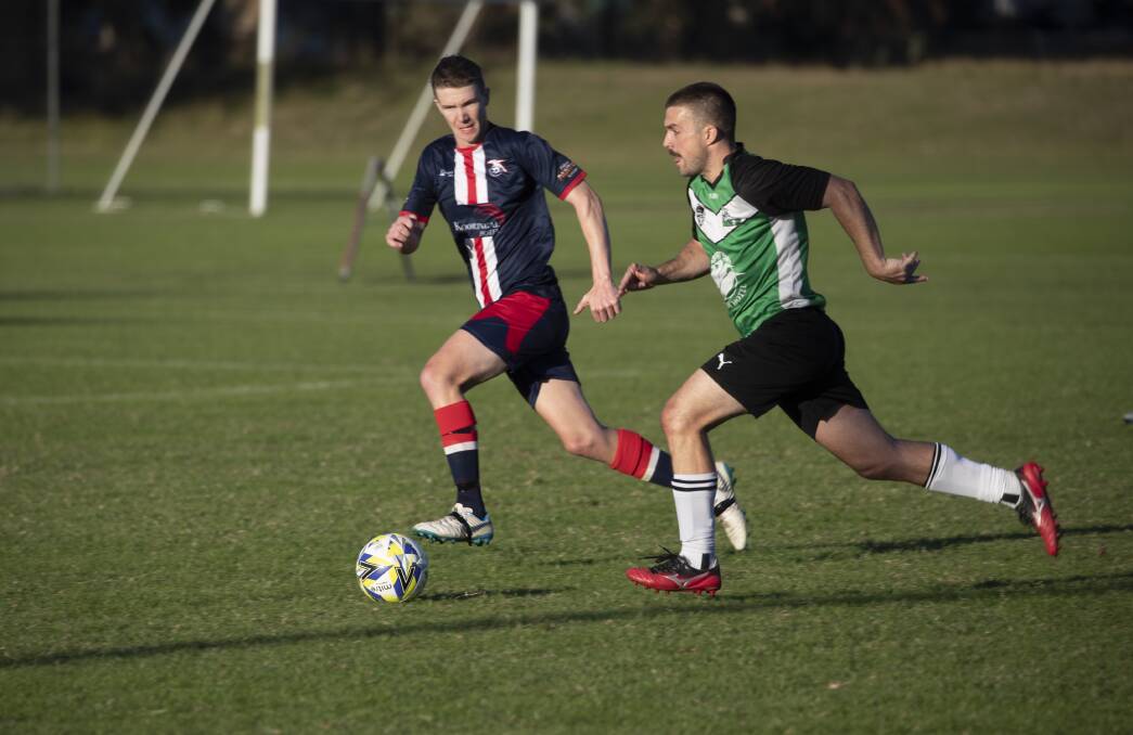 ON SONG: Nick Forsyth scored twice for South Wagga in the 4-1 win over Tumut on Sunday. Picture: Madeline Begley