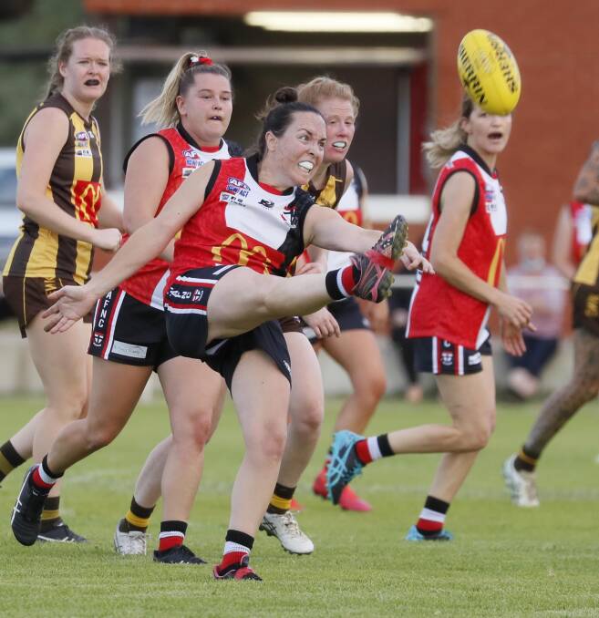 Melinda Hyland in action for North Wagga against East Wagga-Kooringal last season. Picture by Les Smith
