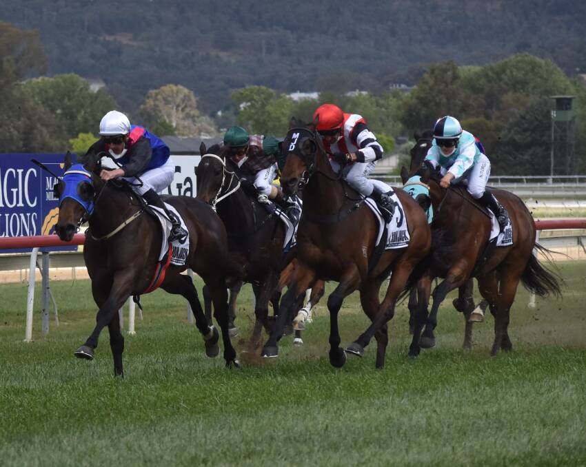 IN FORM: Takissacod (left) holds off Banger to win the Stan Sadleir Stakes at Wagga last month. Donna Scott rates her as the better of her two chances in the Snake Gully Cup on Friday. Picture: Courtney Rees