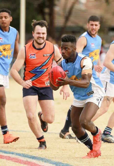 BACK: James Demby in action for Cerberus in the Southern League division four grand final this year.
