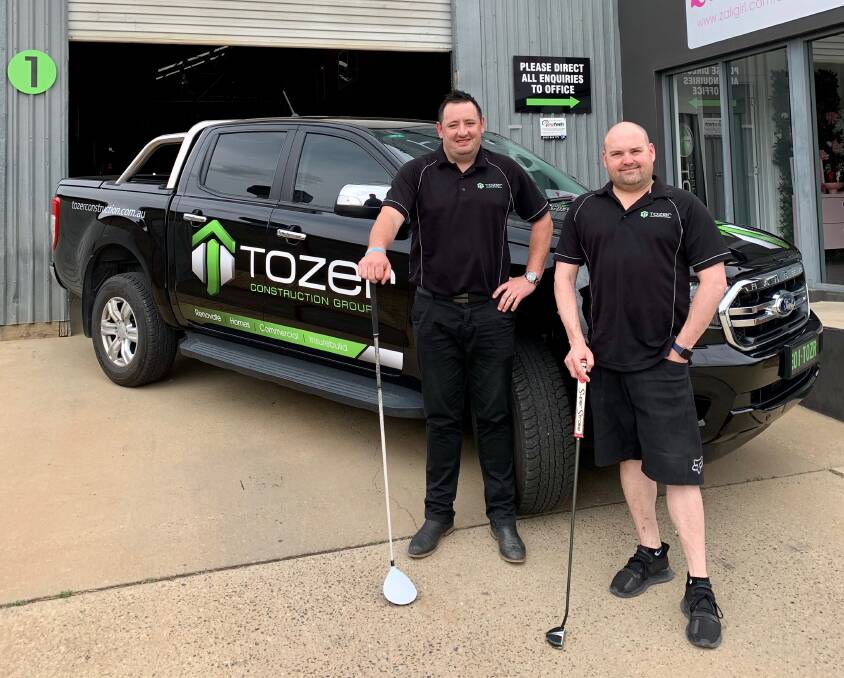 LONG DAY AHEAD: Tozer Construction Group's Warren Clunes and Corey Tozer ahead of their The Longest Day challenge at Wagga Country Club.