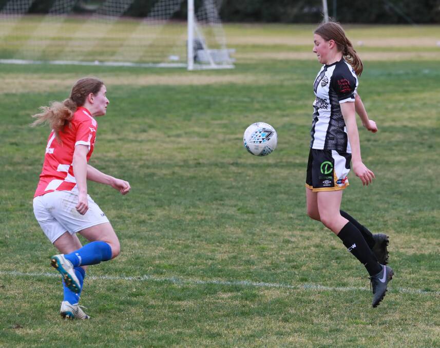 STRONG DISPLAY: Lisa Cary scored two goals for Wagga City Wanderers in their 4-3 loss to Canberra Croatia on Sunday. Picture: Les Smith