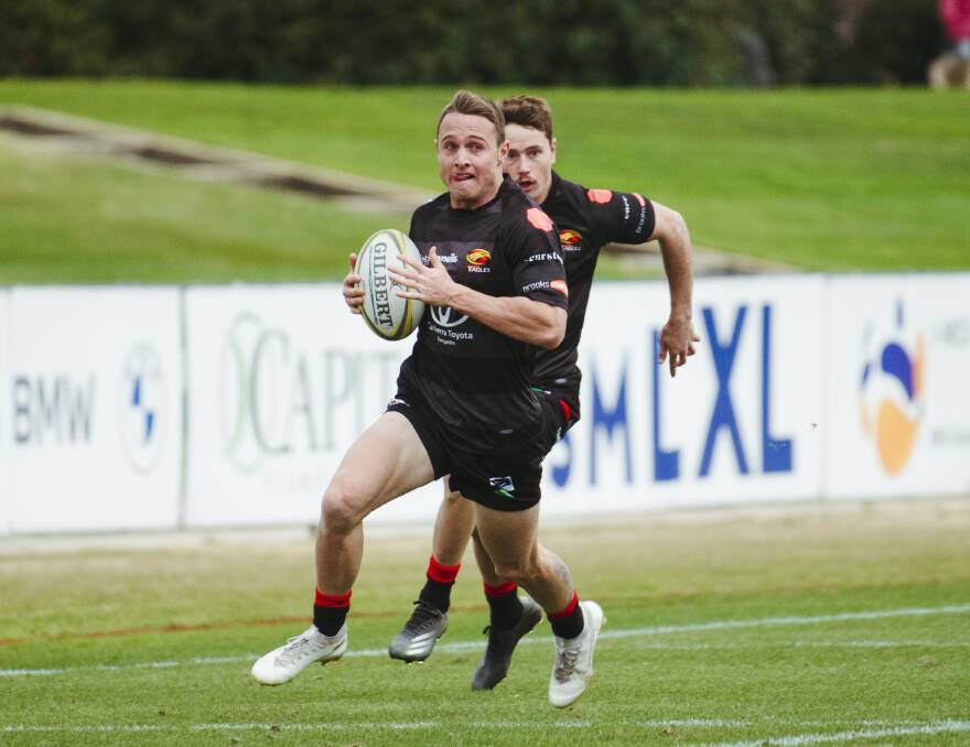 Corey Toole in action for Gungahlin this season. Picture: Dion Georgopoulos