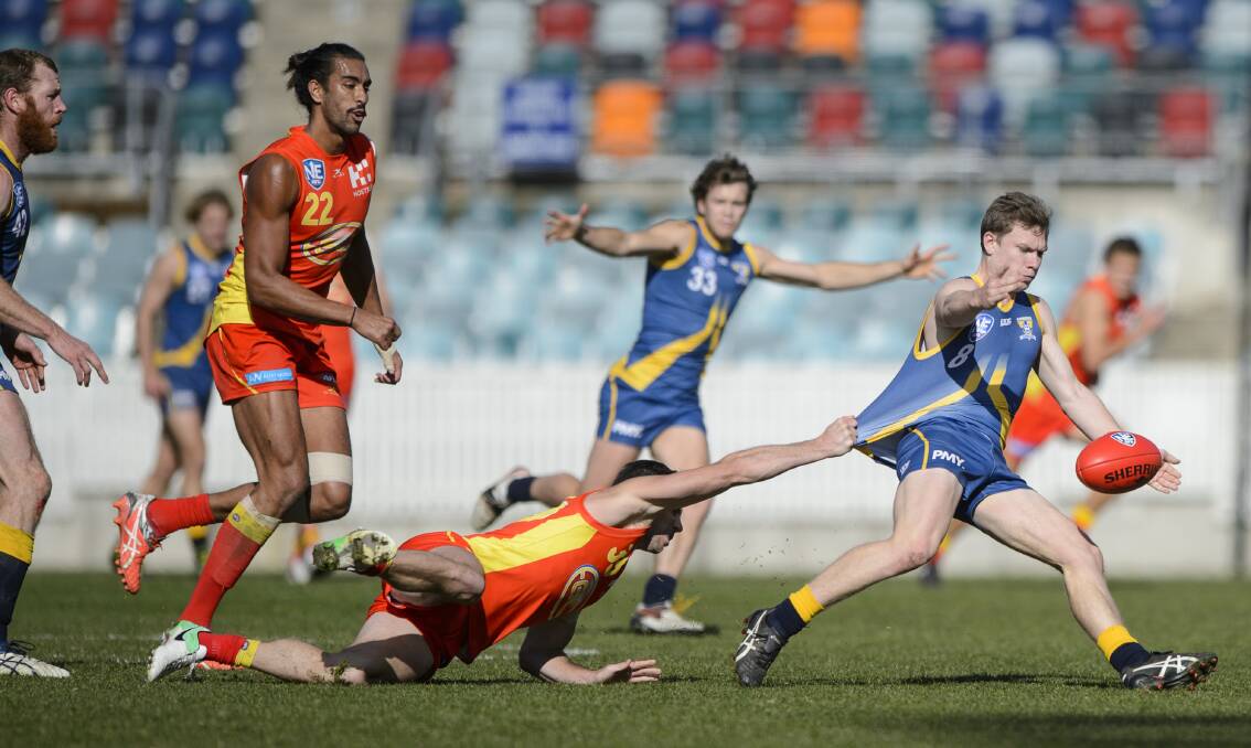 Mitch Maguire in action for Canberra Demons against Gold Coast Suns in the NEAFL this year.