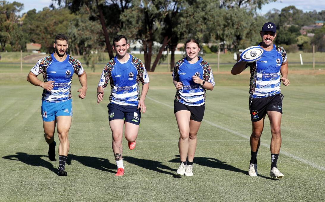 Alexas Fresta, Sam Trood, Chloe Holgate and James Beaufils get some training in on Thursday night. Picture: Les Smith