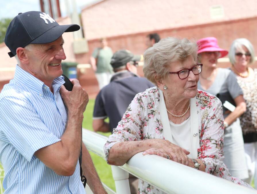 PARTY TIME: Wagga trainer Tim Donnelly celebrates Powerscourt's win with his mother, Val, on her 90th birthday. Picture: Les Smith