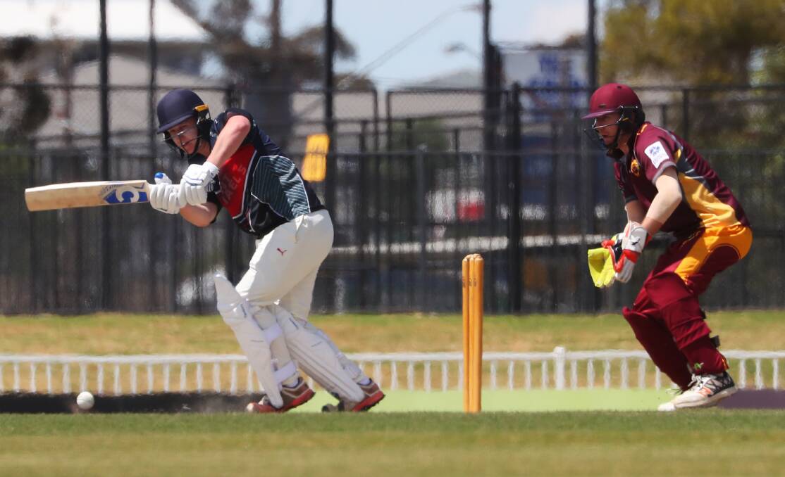 LEADING THE WAY: Beck Frostick on his way to a top score of 76 in St Michaels' win over Lake Albert at Robertson Oval on Sunday. Picture: Emma Hillier