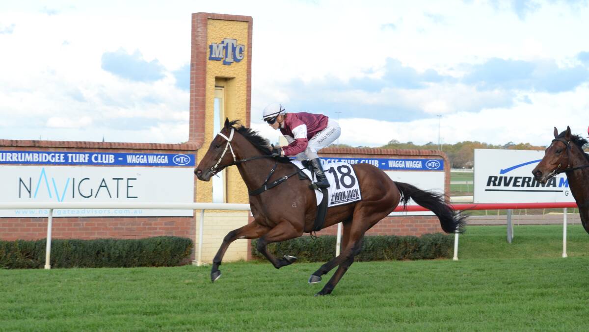 Irish Songs runs away with the Wagga Town Plate. Picture: Kylie Shaw - Trackpix
