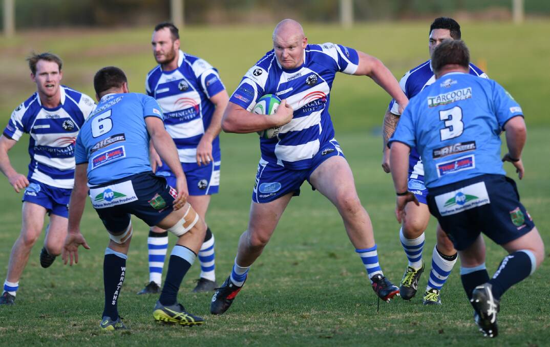 FULL STEAM: Grant Roben in action for Wagga City in the Southern Inland game against Waratahs at Conolly Rugby Park on Saturday. 