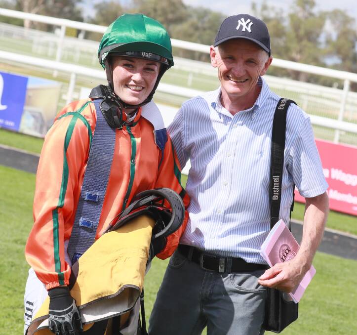 Wagga apprentice jockey Heni Ede and trainer Tim Donnelly. Picture: Les Smith