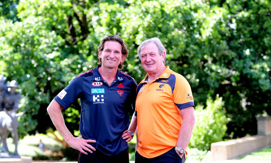 HAPPIER TIMES: James Hird and Kevin Sheedy together in 2013.
