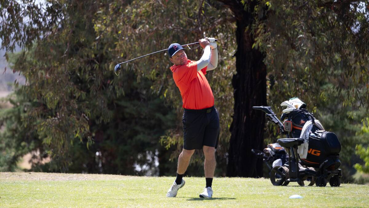 Wagga City Golf Club champion Mick Hazell tees off during his final round on Sunday. Picture by Madeline Begley