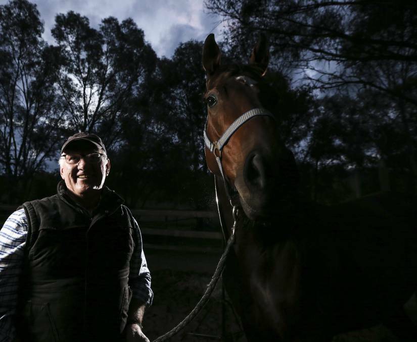 HAPPY DAYS: Albury trainer John Whitelaw, pictured with Daisy Doutes, has plenty to look forward to with The Doctor's Son. Picture: The Border Mail