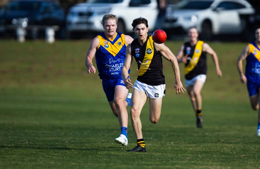 Jackson Kelly on the run for Wagga Tigers against Narrandera at Narrandera Sportsground in June. Picture by Ash Smith