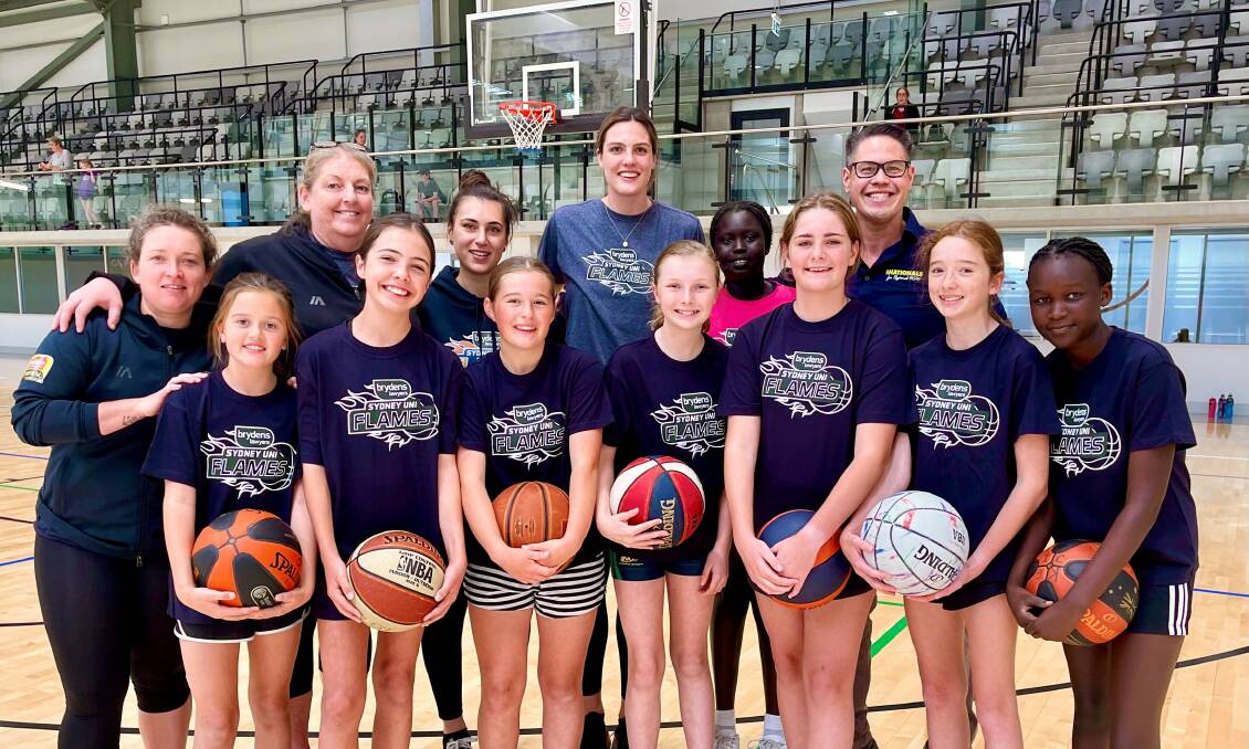 GROWING THE GAME: A number of happy children got some valuable coaching lessons as part of Sydney Flames' 'Her Flame Burns Bright' clinic at Wagga on Monday. Picture: Supplied