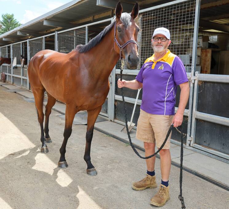 Wagga trainer Doug Gorrel with stable star Asgarda, who will contest the $1 million Country Championships Final at Randwick on Saturday. Picture by Les Smith