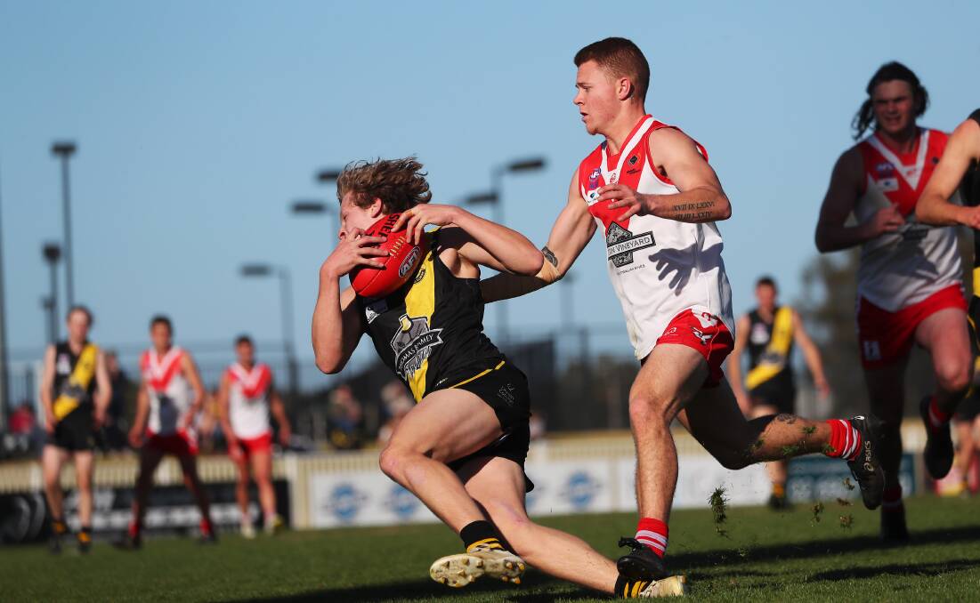 Jake Mascini in action for Wagga Tigers last season. Picture: Emma Hillier