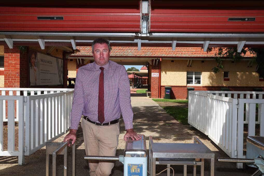 Murrumbidgee Turf Club chief executive Steve Keene had to close the gates to the club on Monday. Picture: Emma Hillier