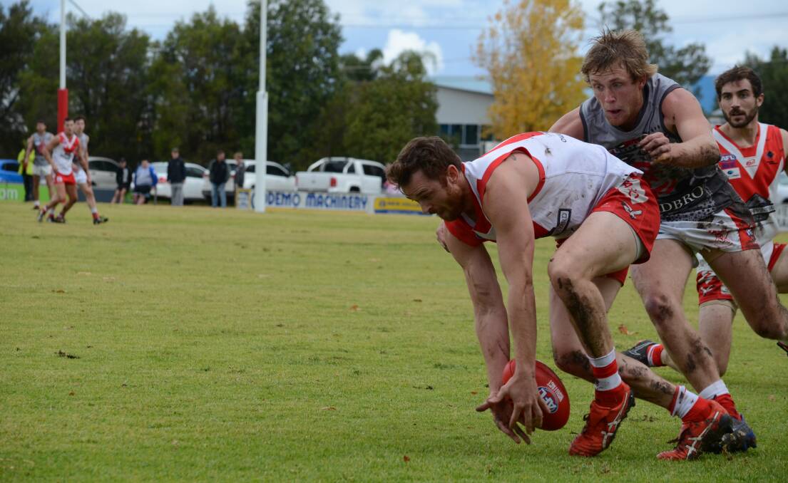 Heath Northey in action for Griffith against Collingullie-Glenfield Park earlier this season. Picture: Liam Warren