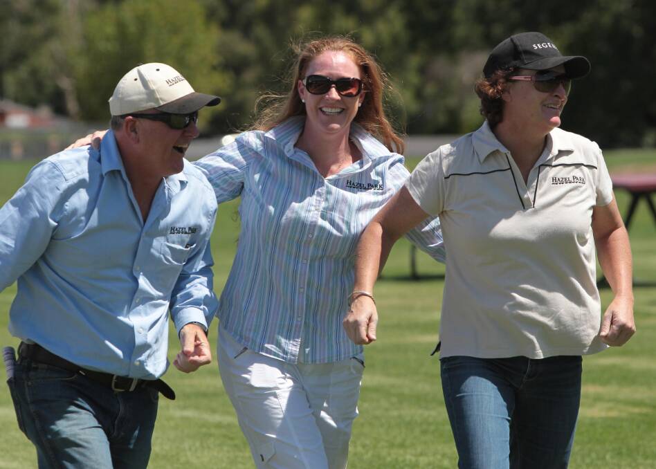 IN FORM: Albury trainer Donna Scott (right), pictured with Rhys Holleran and Leanne Hulm, will be looking for another big day at Murrumbidgee Turf Club on Thursday. Picture: Les Smith