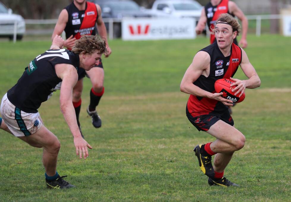 Marrar's Zach Walgers in action in the Farrer League game between the Bombers and Northern Jets at Langtry Oval this season. Picture: Les Smith
