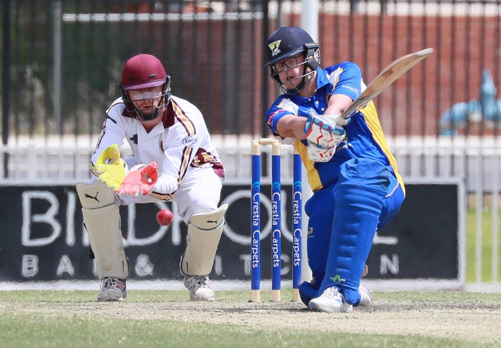 SOLID KNOCK: Andrew Dutton on his way to 46 for Kooringal Colts against Lake Albert at Robertson Oval on Saturday. Picture: Les Smith