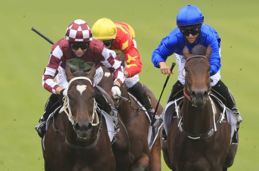 SPECIAL MOMENT: Rocket Tiger, with Kathy O'Hara in the saddle, holds off the Godolphin blue to provide Wagga trainer Scott Spackman with his first metropolitan winner at Randwick on Saturday. Picture: Getty Images