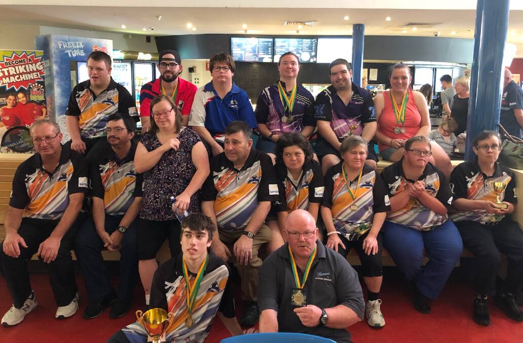 SUCCESS: The group of Wagga tenpin bowlers that performed strongly at the 2020 Australia Day Disability Club Championships in Canberra. Pictured (front row from left) are Danny Sogal, Tony Arrowsmith; (middle row) Len Robinson, David Chalmers, Michelle Francis, Peter Smith, Hannah Forsyth, Leonie McLean, Adam Chambeyron, Jodie Stephens; (back row) Alex Watters Tim StClair, Anita Manning, Erica Woodward, Anthony Woodward and Amy Rennick. Absent: Will Peck