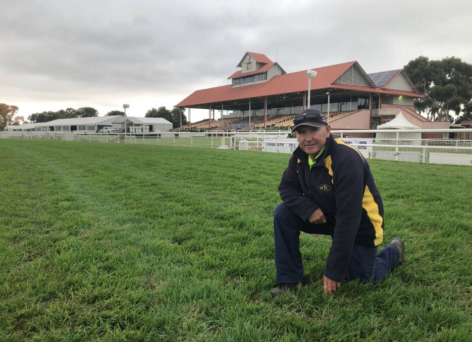 LOOKING GOOD: Murrumbidgee Turf Club track manager Mark Hart runs his eye over the Wagga course on Tuesday ahead of the Wagga Gold Cup carnival. Picture: Matt Malone