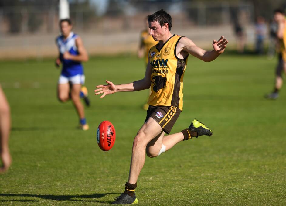TARGET: Osborne's Duncan McMaster in action for the Hume League in representative football this year. He is likely a big target for Riverina and Farrer League clubs. 