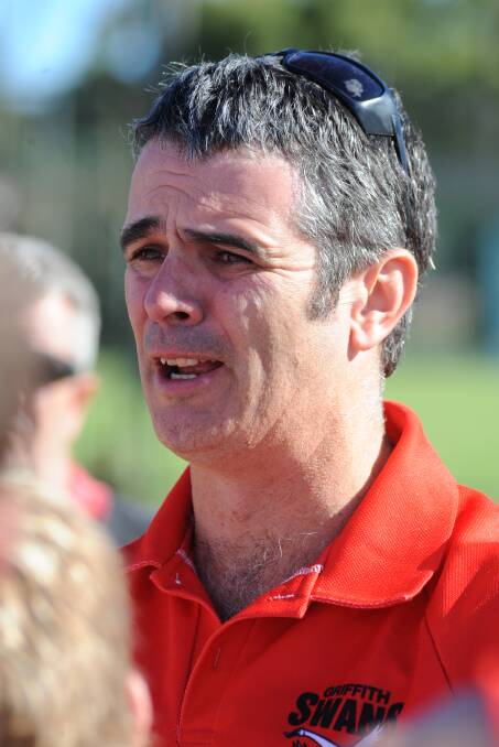 Damien Scott coaching at Griffith back in 2011.
