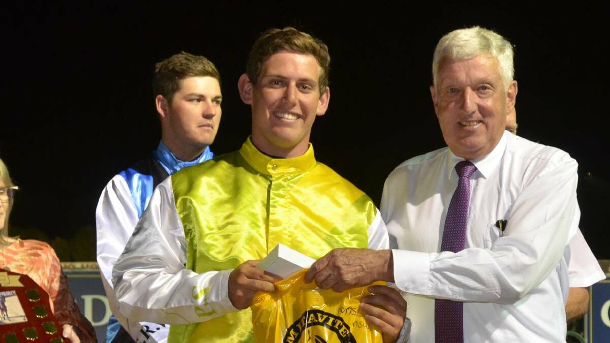Blake Micallef, pictured at Young Paceway with Harness Racing NSW's Rod Smith earlier this year, is competing in the NSW Rising Stars series.