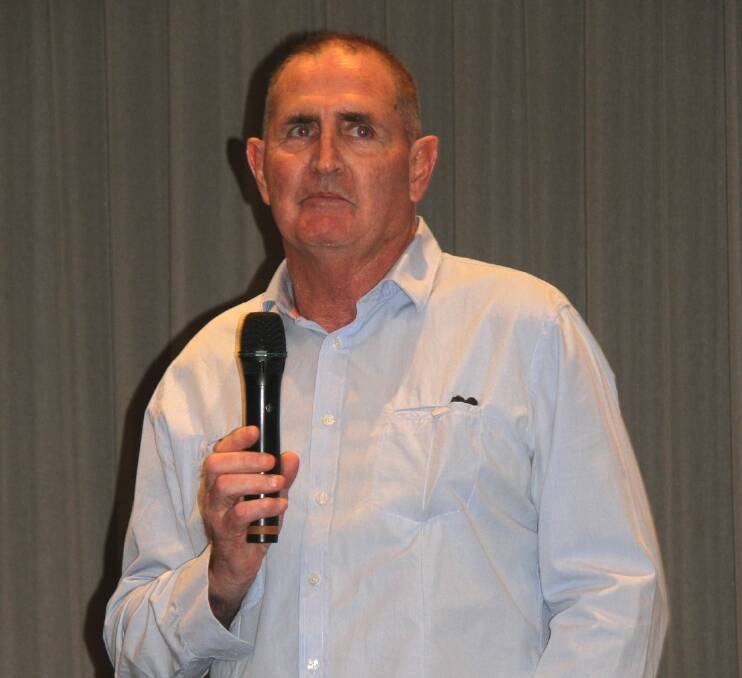 DEARLY MISSED: Anthony Baker speaks at South Wagga's centenary celebration at The Rules Club in February. He lost his battle with cancer on Monday.